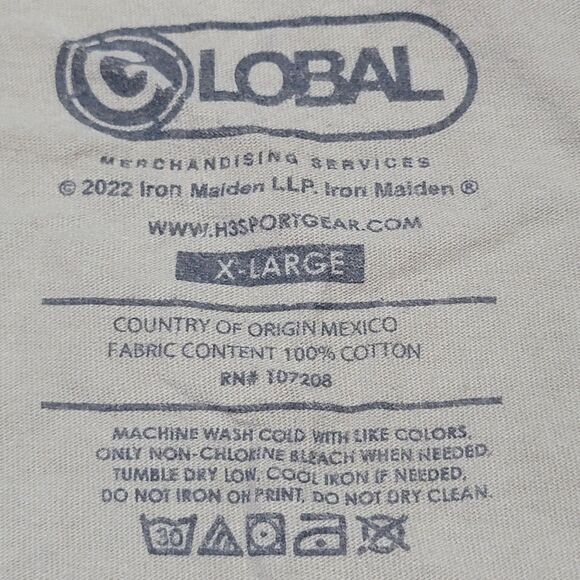 G Lobal Tan SS Cut Crop Tee "Iron Maiden" - Size XL - Picture 5 of 5